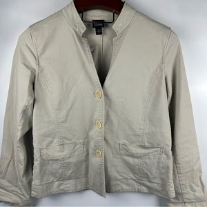 Eileen Fisher Women’s Jacket‎ S Pebble / Tan Stand Up Collar Jacket